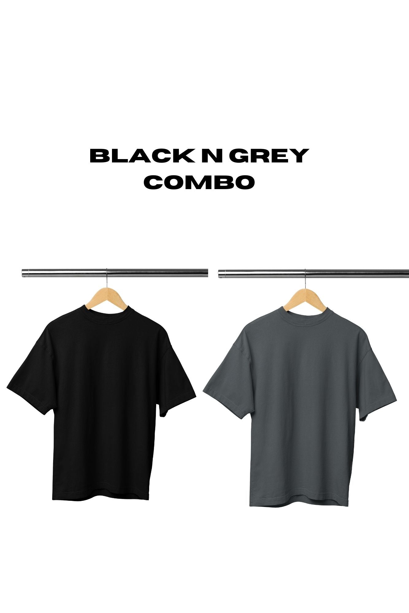 HAAVAH 2PC COMBO GREY N BLACK OVERSIZE T SHIRTS