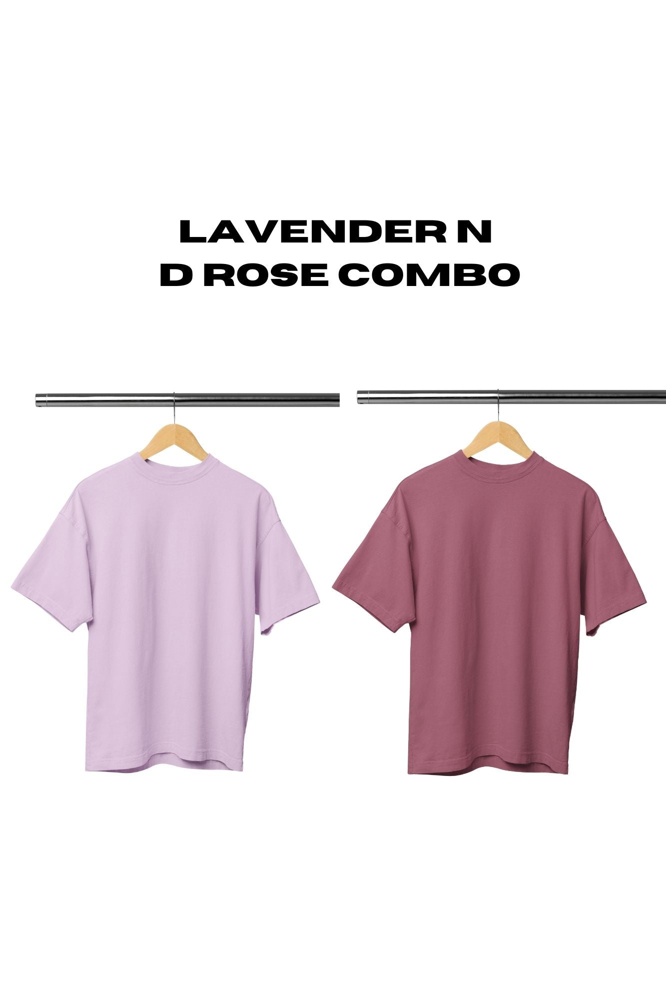 HAAVAH 2PC COMBO LAVENDER N D ROSE OVERSIZE T SHIRTS