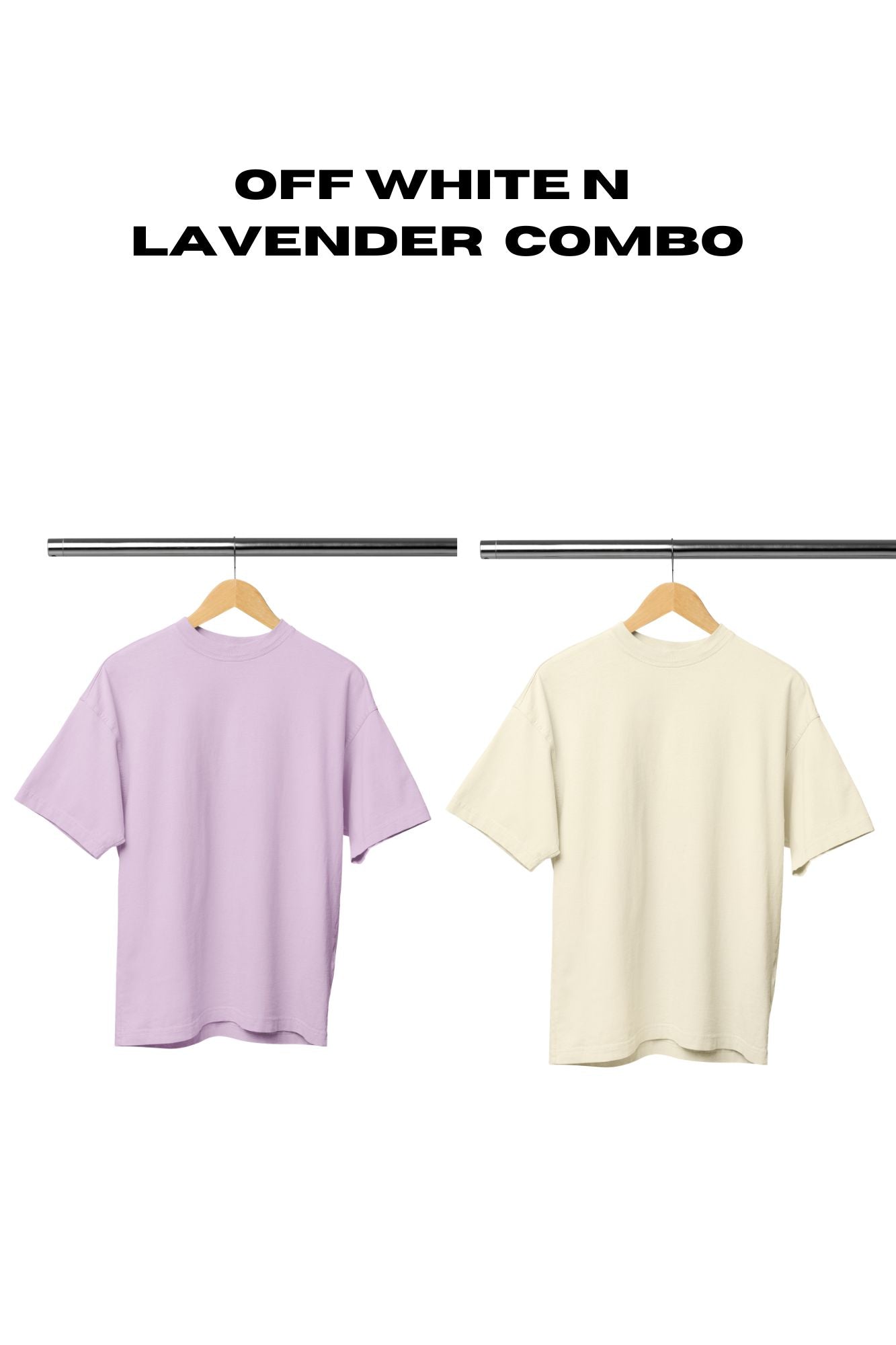 HAAVAH 2PC COMBO OFF WHITE N LAVENDER OVERSIZE T SHIRTS