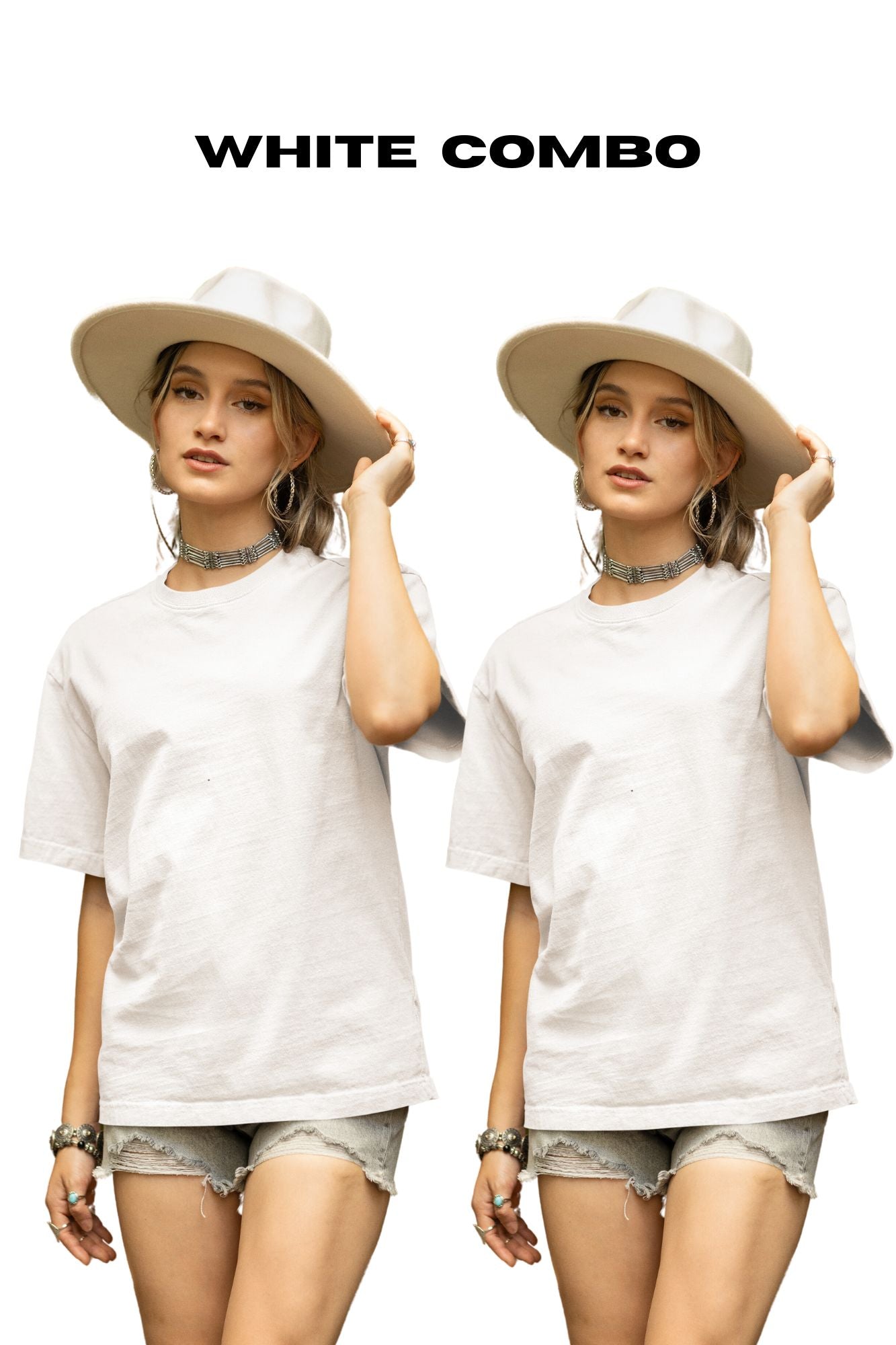 HAAVAH 2PC COMBO WHITE OVERSIZE T SHIRTS