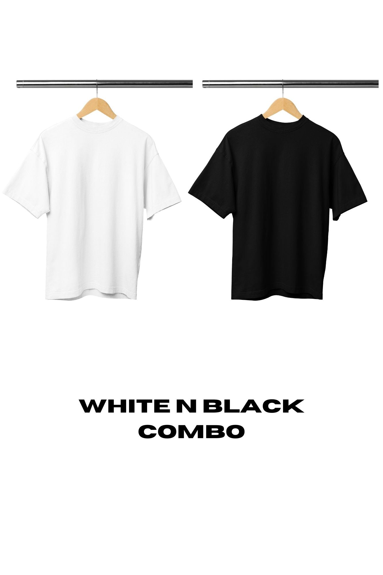 HAAVAH 2PC COMBO WHITE N BLACK OVERSIZE T SHIRTS