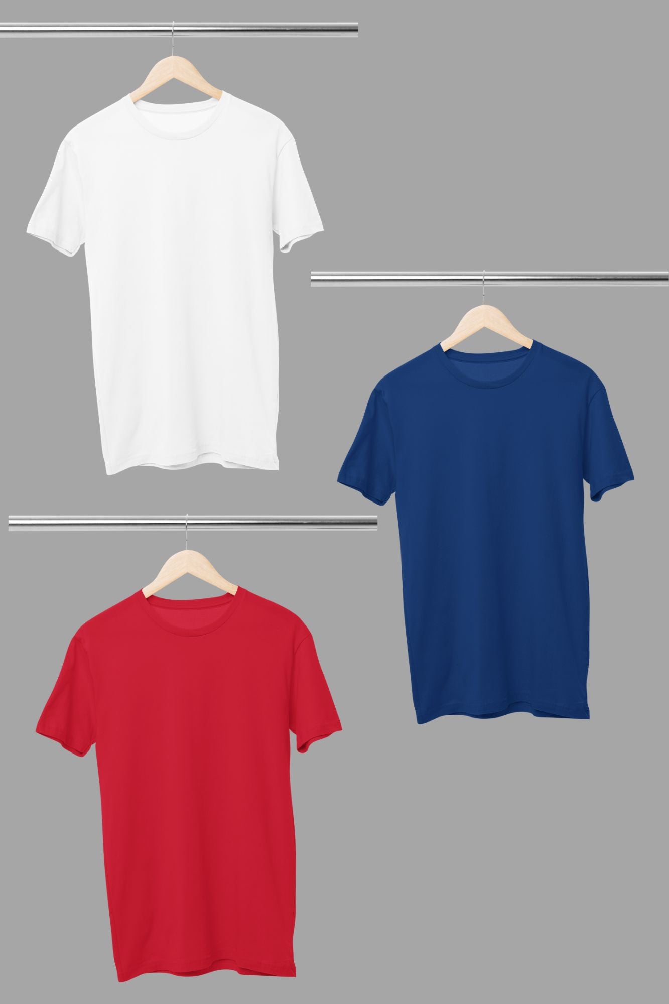 HAAVAH 3PC  WHITE RED NAVY BLUE COMBO REGUALR T SHIRTS