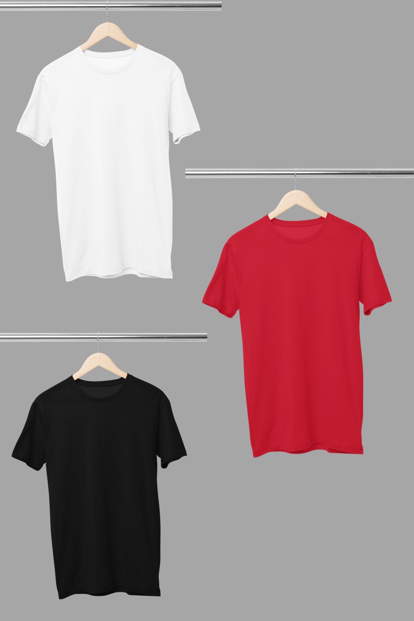 HAAVAH 3PC  WHITE BLACK RED COMBO REGUALR T SHIRTS