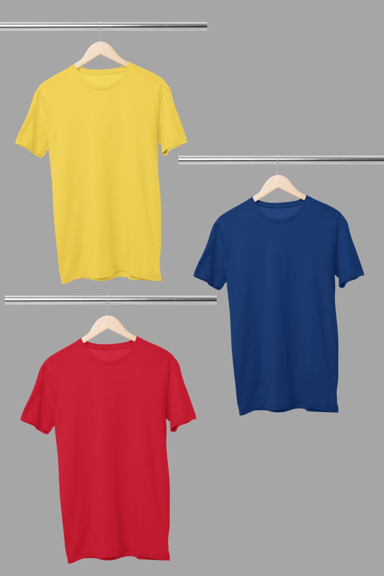 HAAVAH 3PC  RED YELLOW BLUE COMBO REGUALR T SHIRTS