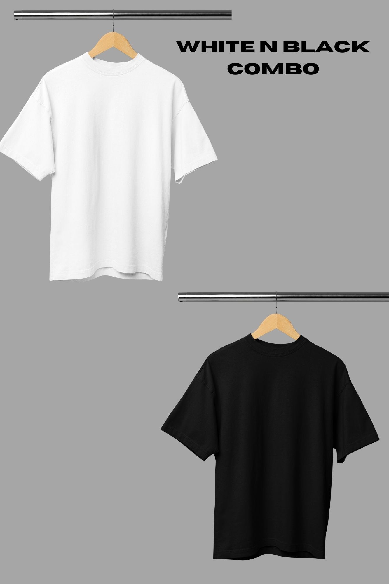 HAAVAH 2PC COMBO WHITE N BLACK OVERSIZE T SHIRTS